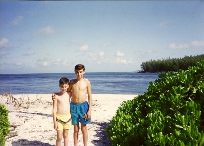 Ryan & Greg on Beach at South Seas Plantation, Captiva 7-92 (2)