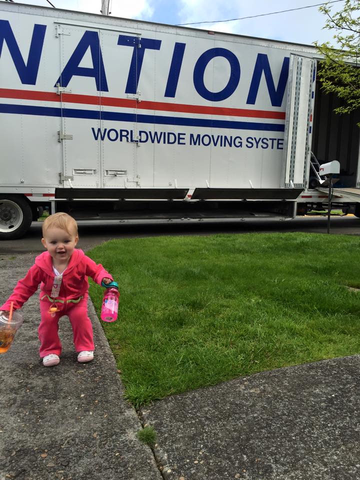 Josie is so excited to see the big moving truck 4-29-15