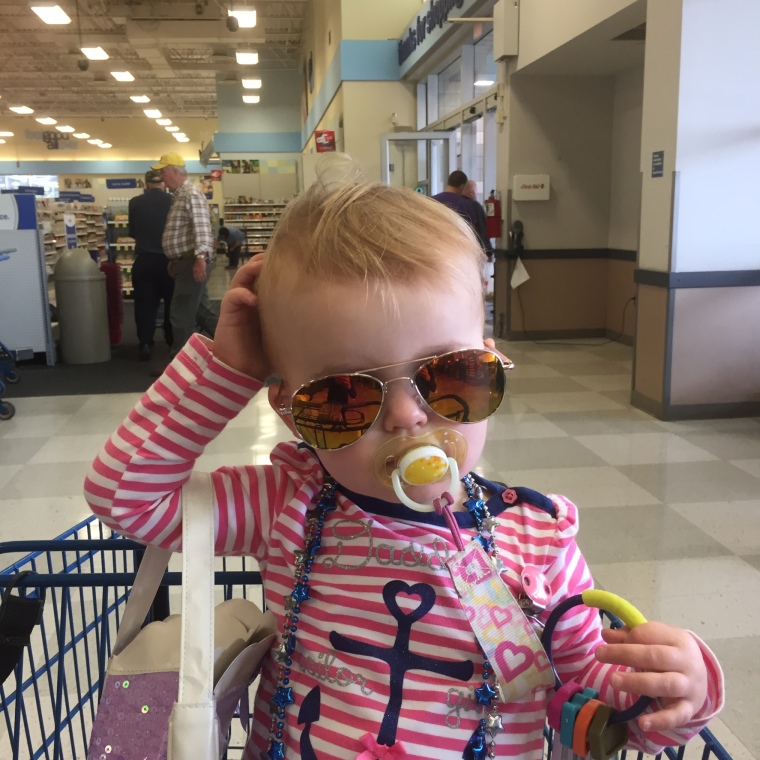 Our shopper and her new sunglasses 6-4-15